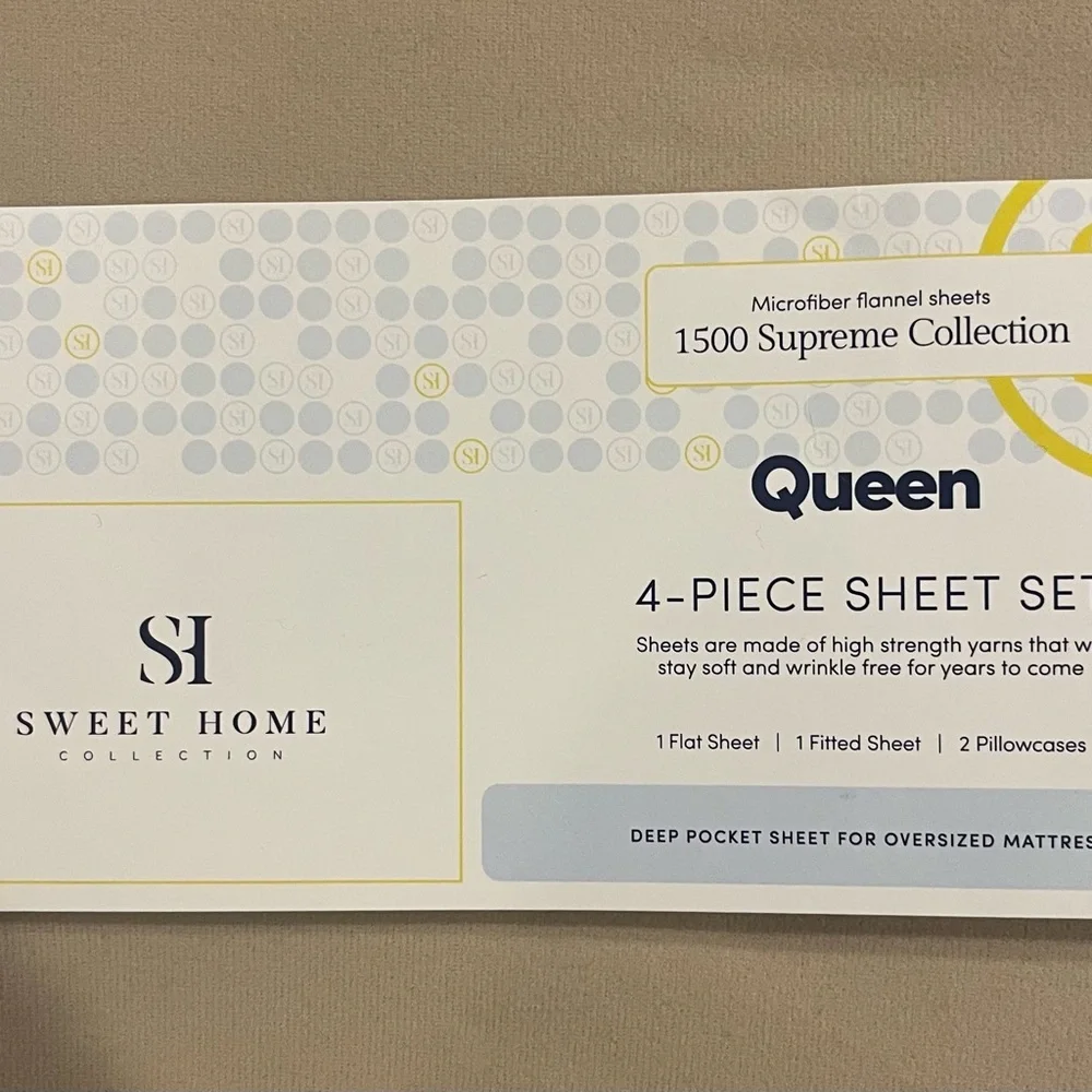 Warm Beige MicroFiber Queen Flannel Sheets Bedding Set